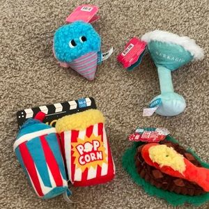 Barkbox dog toys NEW popcorn steak drink ice cream holiday Christmas Plush gift